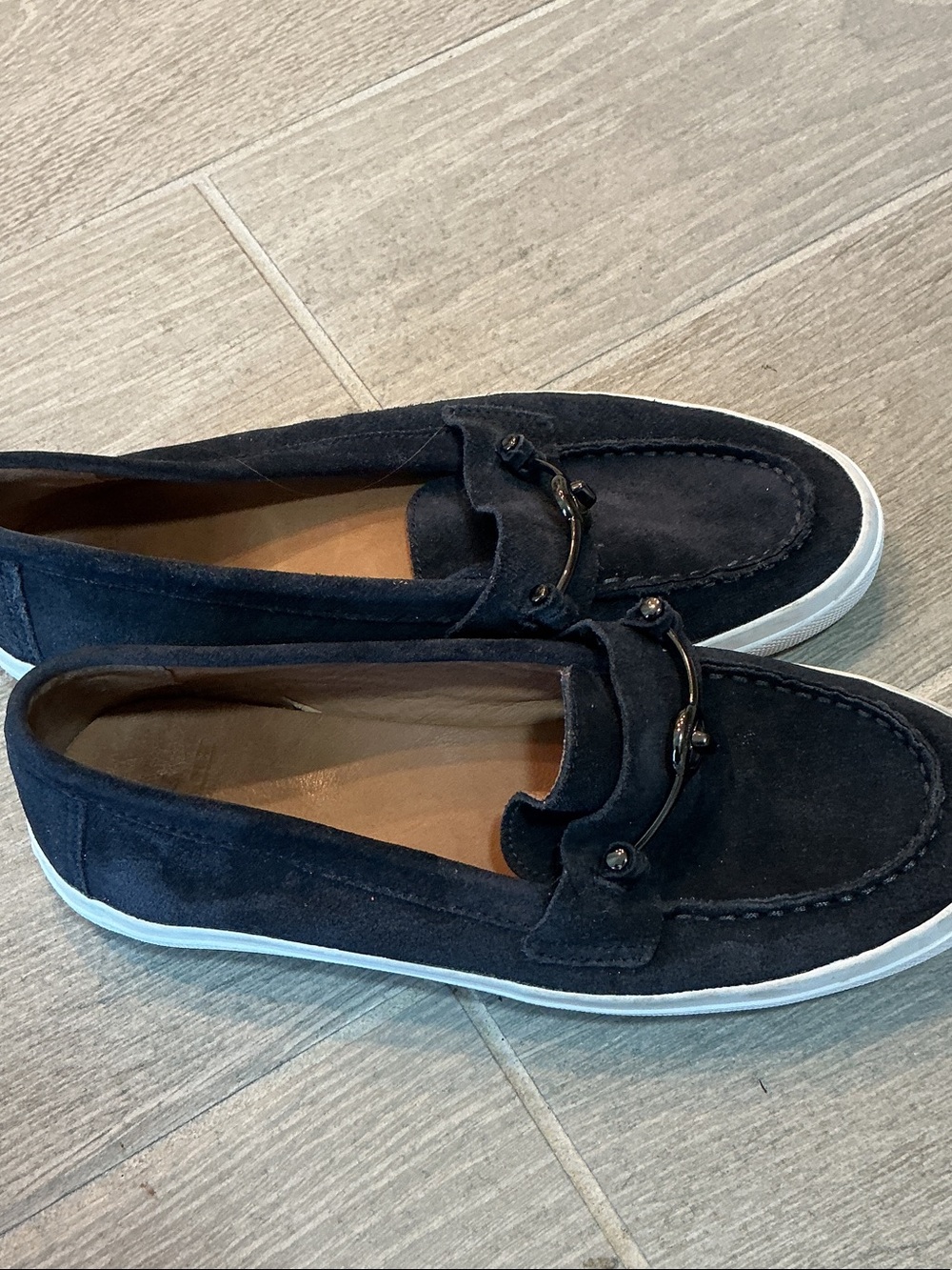 Coach Corey Navy Suede Women's Slip-On Loafers with Metal Bit Women’s Sz. 8.5B - Picture 4 of 5